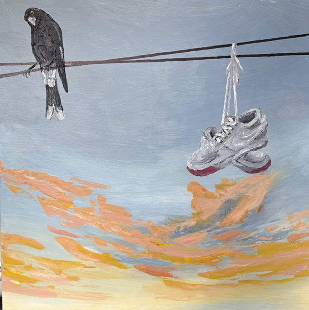 Glenn Mabbott sneakers on powerline.