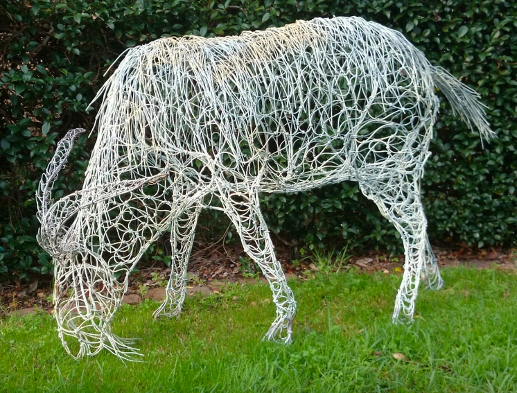 Animal sculptures made from wire
