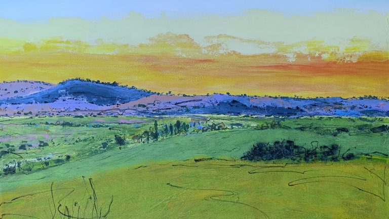 Sunset landscape painting